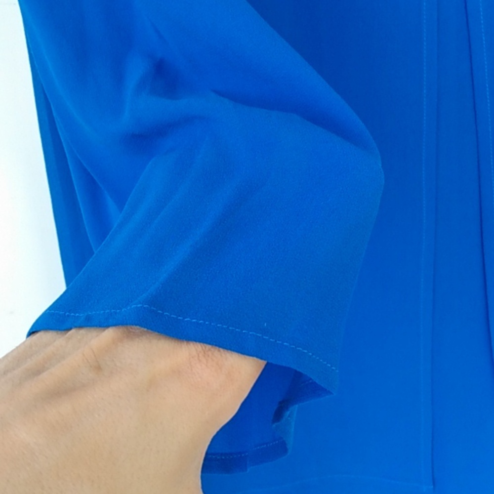 Adrianna Papell Blue Long Sleeve Dress - Picture 7 of 8